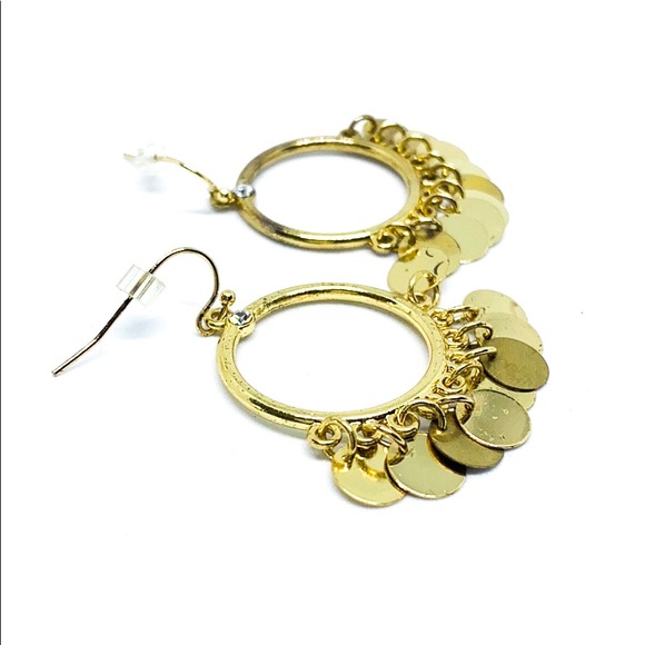 Rhinestone Gold Circle Drop Earring - Picture 2 of 5